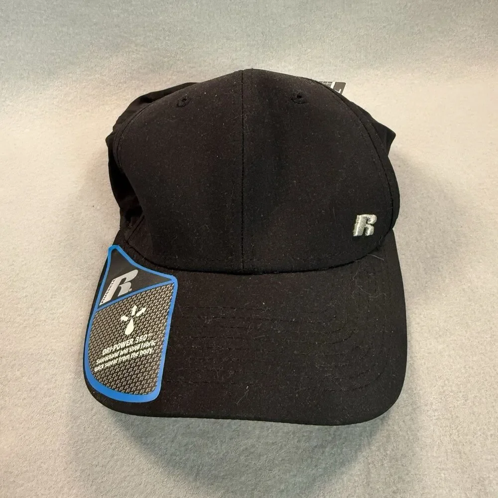 Russell Athletic Youth S/M Black Flexfit Baseball Cap Dri-Power 360 NWT Stretch